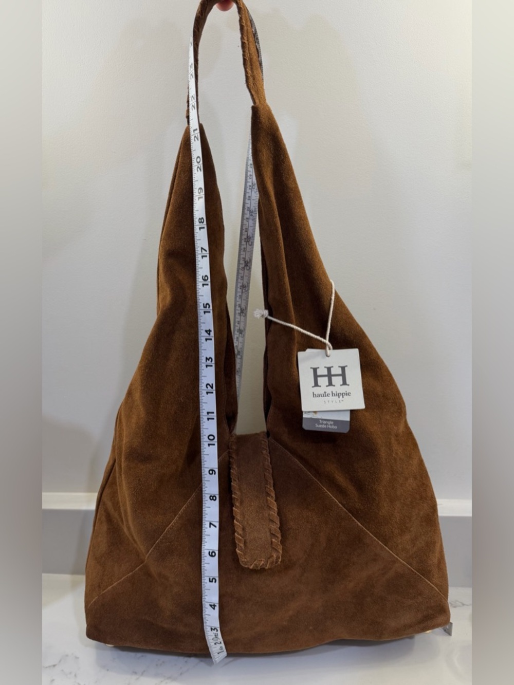 Haute Hippie Suede Shoulder Hobo in Cognac Brown with Gold Accent - Picture 6 of 7